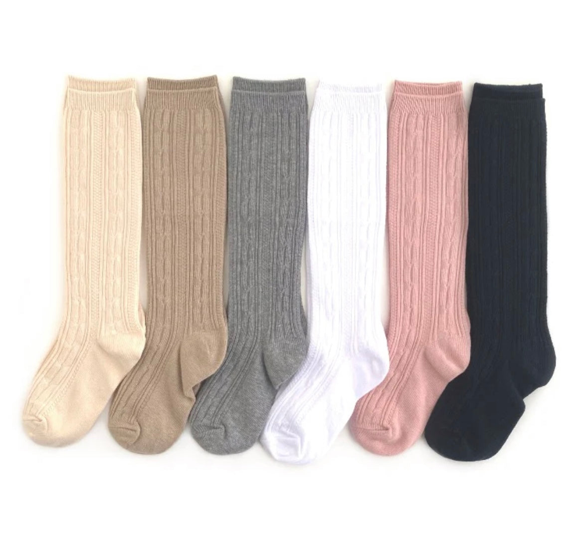 Little Stocking Co Cable Knit Tights - Gold
