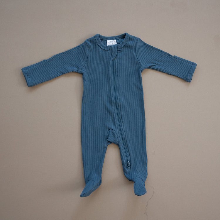 Ribbed Footed Zipper Pajama